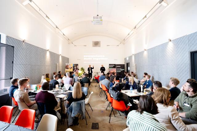 The room — eight tables, fifty people, four hours
