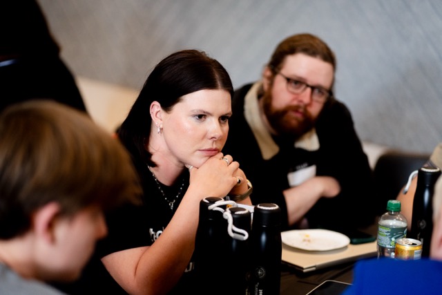Fifty-odd people, eight tables, four hours
